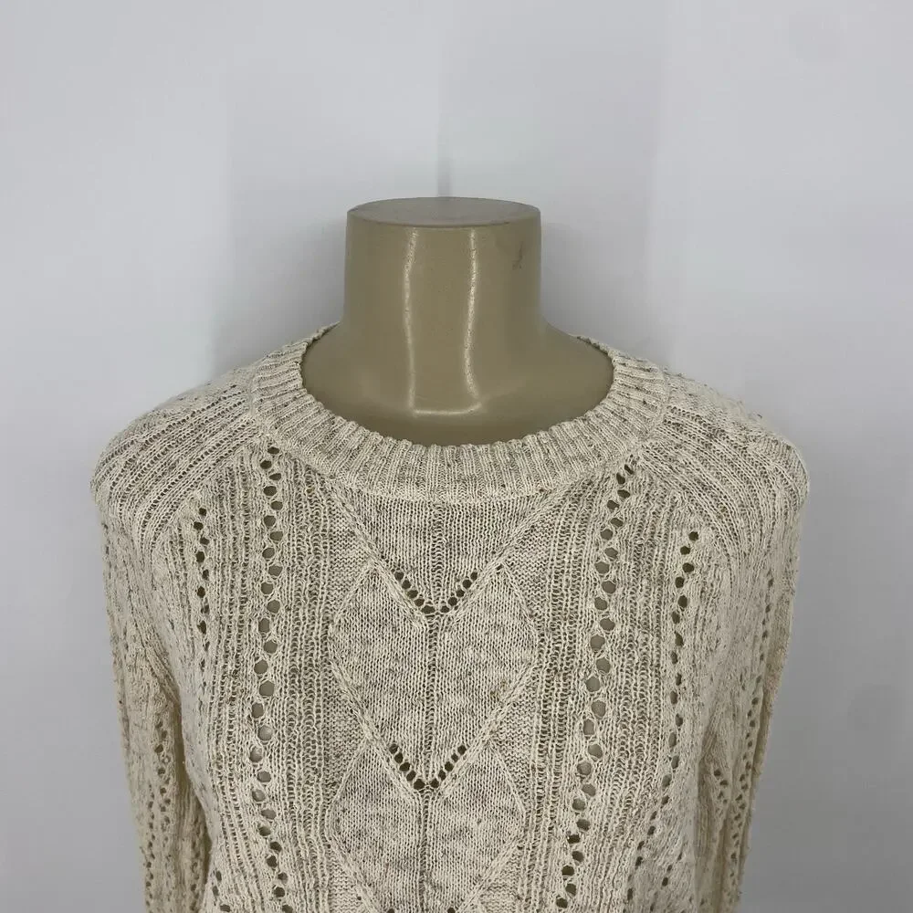 Spartina 449 Knit Sweater Large Lightweight Shelby Linen Blend Open Knit 54-15